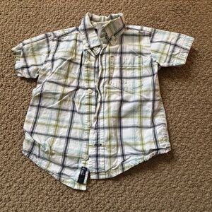 Gymboree Boys Short-Sleeve Plaid Button-Down Shirt - White, Green & Navy
